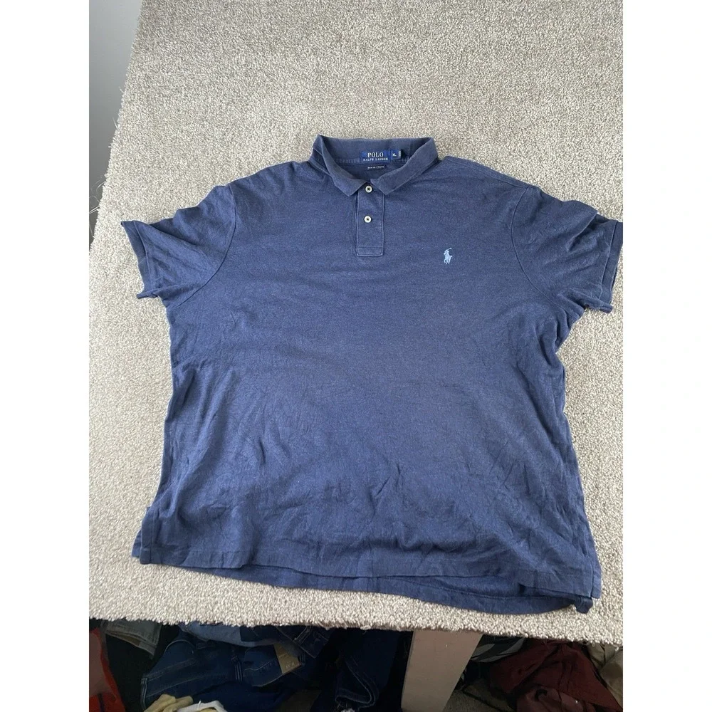 Polo Ralph Lauren Pima Soft Touch Dark Polo Shirt Mens XL Preppy Blue Pony Work